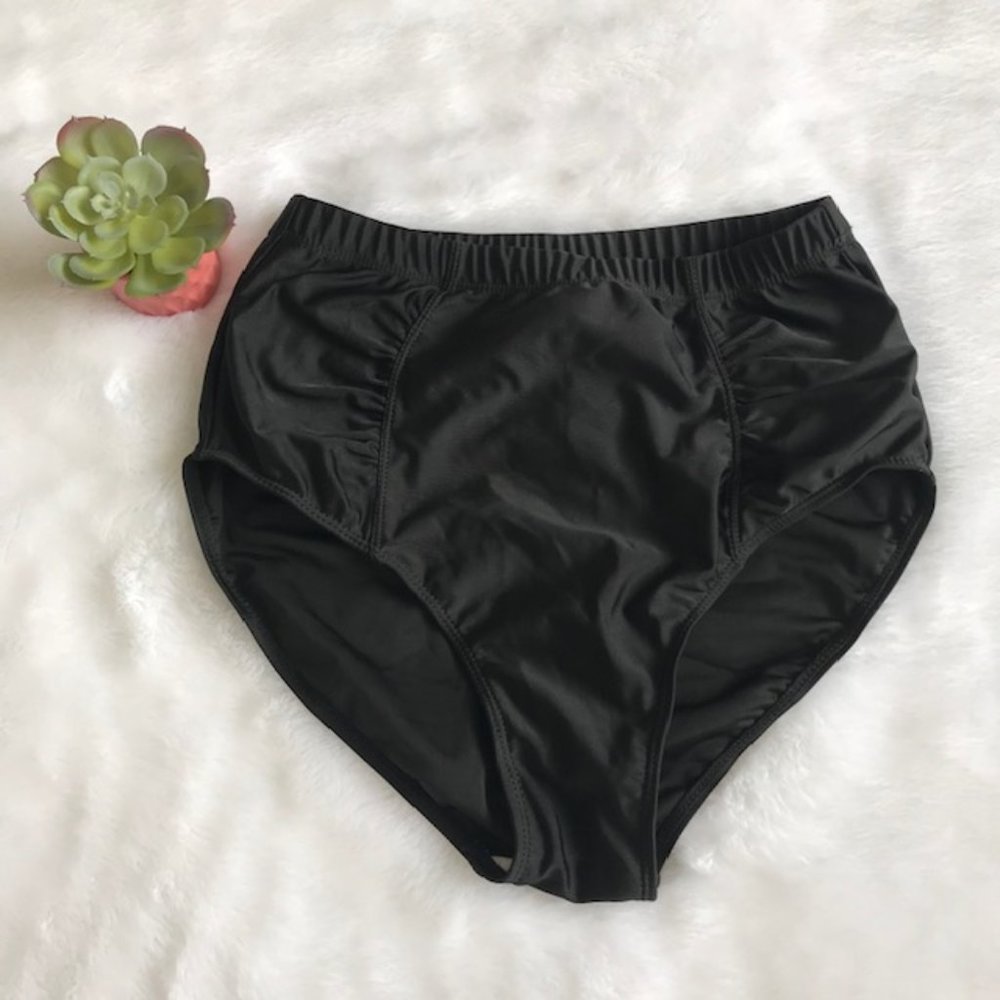 Sports Fashion Ruched High Waist Bikini Bottom EUC